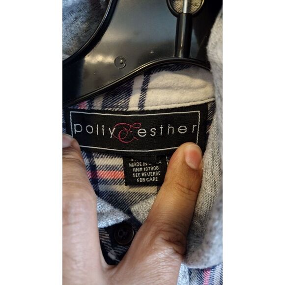 Polly & Ester Plaid and grey hooded Shacket - Picture 4 of 6